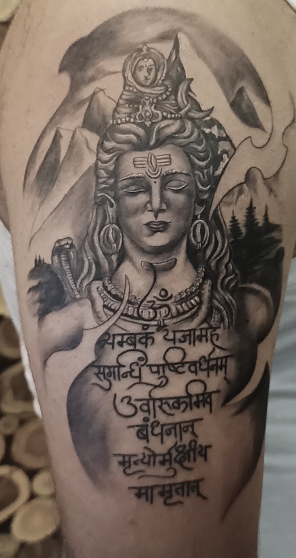 S.A.V.I Full Arm, Hand Temporary Tattoo For Men, Buddha Shiva Gods Design  For Girls Women, Tattoo Sticker Size 48x17CM - 1PC.