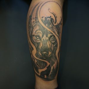 Abstract wolf tattoo by Mukesh Tupkar - Best Tattoo Artist in Goa -